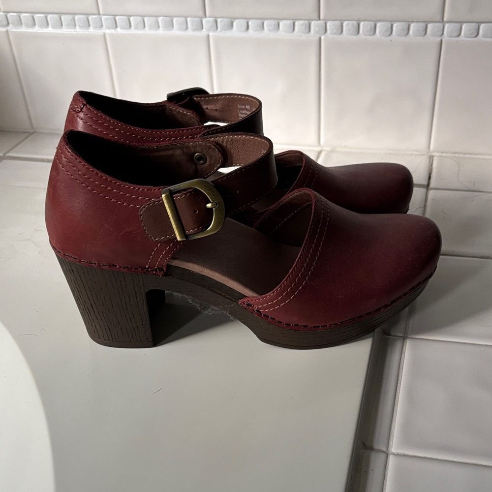 Dansko Burgundy Women's Heels with Buckle
